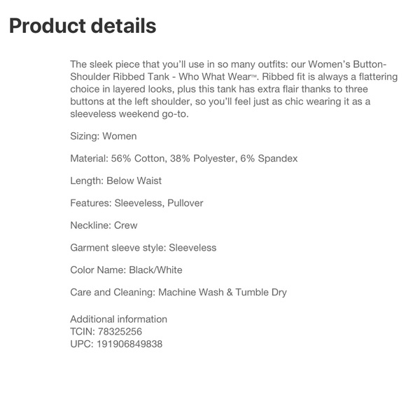 Button-Shoulder Ribbed Tank - Picture 4 of 4